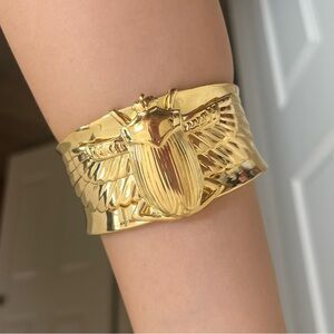 Gold Tone Beetle Bug Cuff Bracelet